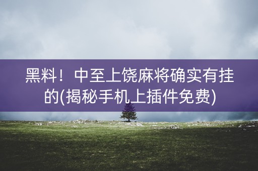 黑料！中至上饶麻将确实有挂的(揭秘手机上插件免费)