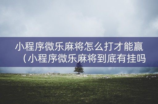 小程序微乐麻将怎么打才能赢（小程序微乐麻将到底有挂吗）
