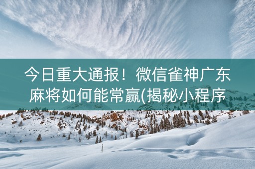 今日重大通报！微信雀神广东麻将如何能常赢(揭秘小程序系统发好牌)