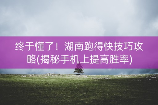 终于懂了！湖南跑得快技巧攻略(揭秘手机上提高胜率)