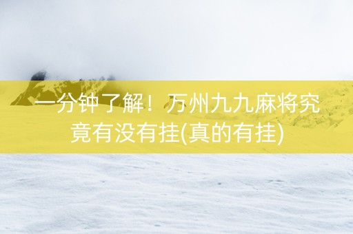 一分钟了解！万州九九麻将究竟有没有挂(真的有挂)