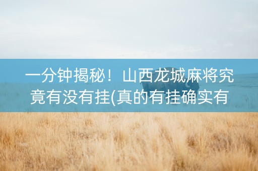 一分钟揭秘！山西龙城麻将究竟有没有挂(真的有挂确实有挂)