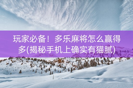 玩家必备！多乐麻将怎么赢得多(揭秘手机上确实有猫腻)