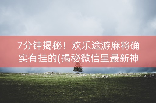 7分钟揭秘！欢乐途游麻将确实有挂的(揭秘微信里最新神器下载)