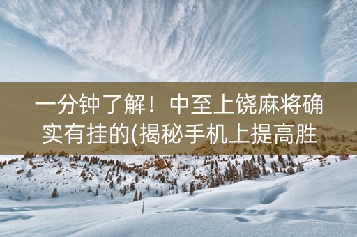 一分钟了解！中至上饶麻将确实有挂的(揭秘手机上提高胜率)