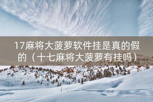 17麻将大菠萝软件挂是真的假的（十七麻将大菠萝有挂吗）