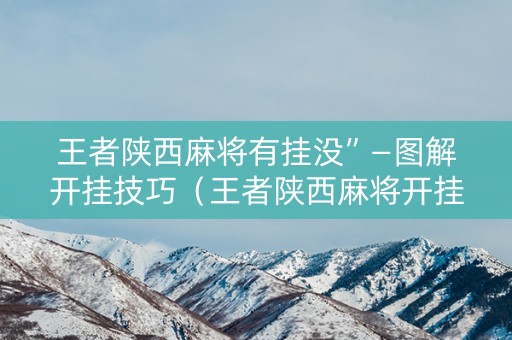 王者陕西麻将有挂没”—图解开挂技巧（王者陕西麻将开挂免费）