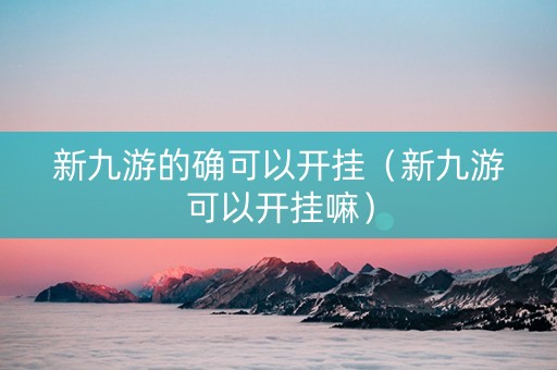新九游的确可以开挂（新九游可以开挂嘛）