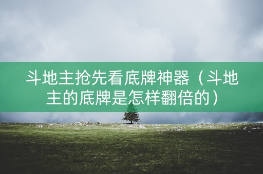斗地主抢先看底牌神器（斗地主的底牌是怎样翻倍的）