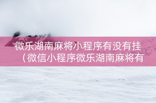 微乐湖南麻将小程序有没有挂（微信小程序微乐湖南麻将有挂吗）