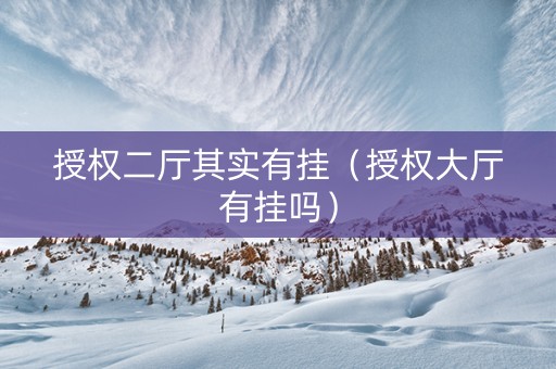 授权二厅其实有挂（授权大厅有挂吗）