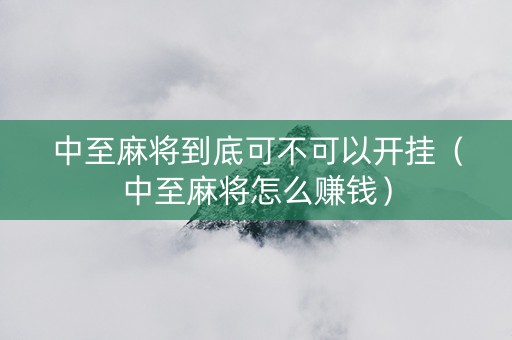 中至麻将到底可不可以开挂（中至麻将怎么赚钱）