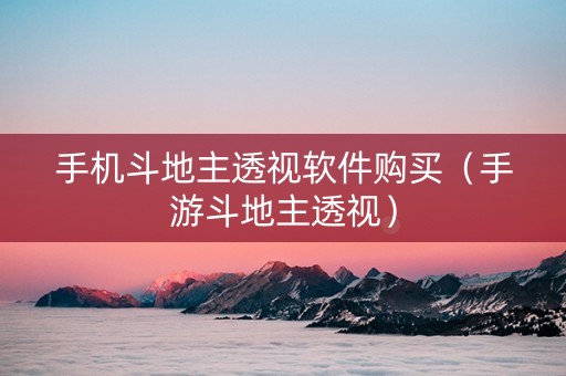 手机斗地主透视软件购买（手游斗地主透视）