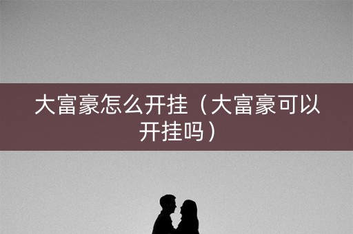 大富豪怎么开挂（大富豪可以开挂吗）