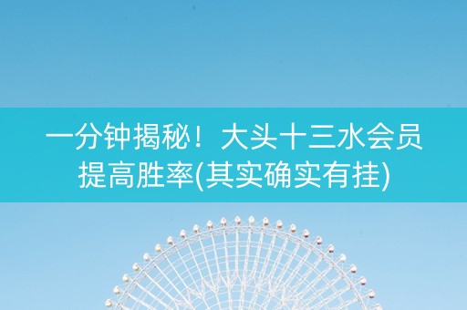 一分钟揭秘！大头十三水会员提高胜率(其实确实有挂)
