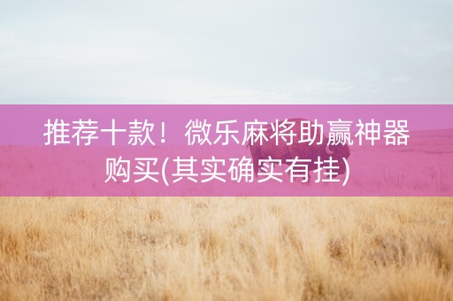 推荐十款！微乐麻将助赢神器购买(其实确实有挂)