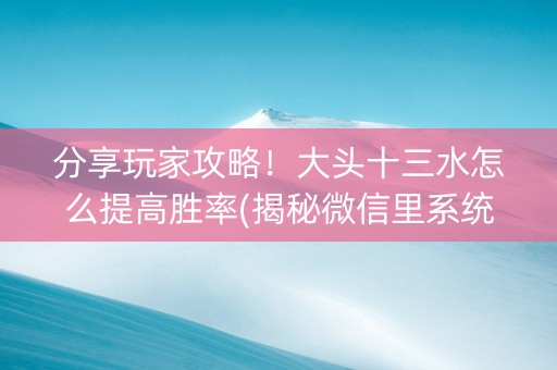 分享玩家攻略！大头十三水怎么提高胜率(揭秘微信里系统发好牌)