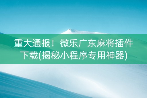 重大通报！微乐广东麻将插件下载(揭秘小程序专用神器)