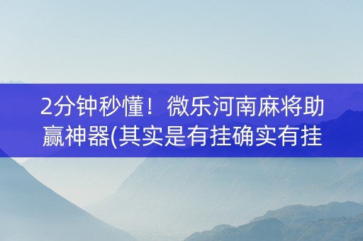 2分钟秒懂！微乐河南麻将助赢神器(其实是有挂确实有挂)