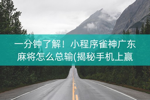 一分钟了解！小程序雀神广东麻将怎么总输(揭秘手机上赢的诀窍)