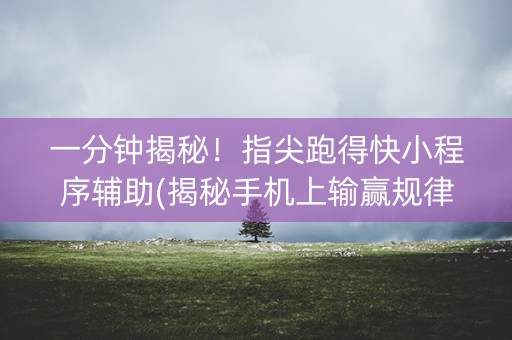 一分钟揭秘！指尖跑得快小程序辅助(揭秘手机上输赢规律)
