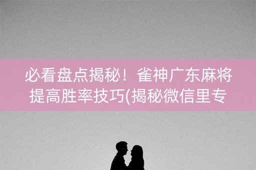 必看盘点揭秘！雀神广东麻将提高胜率技巧(揭秘微信里专用神器)