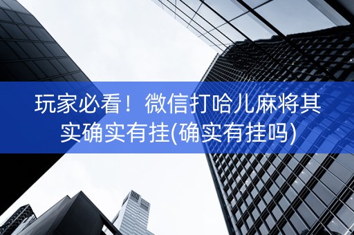玩家必看！微信打哈儿麻将其实确实有挂(确实有挂吗)