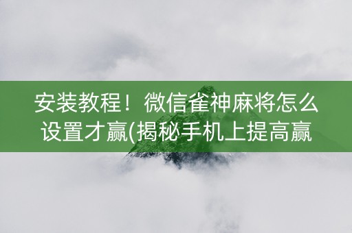 安装教程！微信雀神麻将怎么设置才赢(揭秘手机上提高赢的概率)