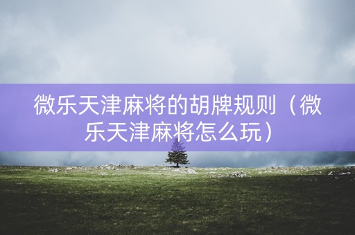 微乐天津麻将的胡牌规则（微乐天津麻将怎么玩）