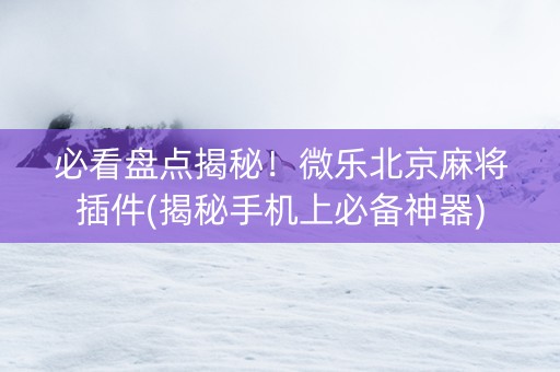 必看盘点揭秘！微乐北京麻将插件(揭秘手机上必备神器)