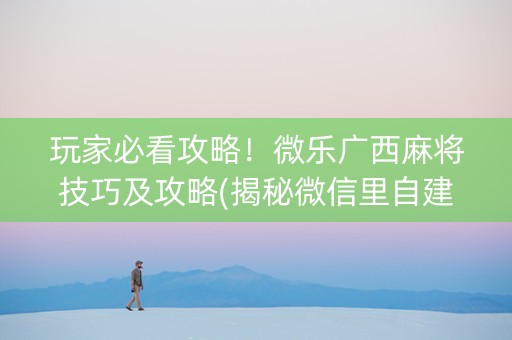 玩家必看攻略！微乐广西麻将技巧及攻略(揭秘微信里自建房怎么赢)
