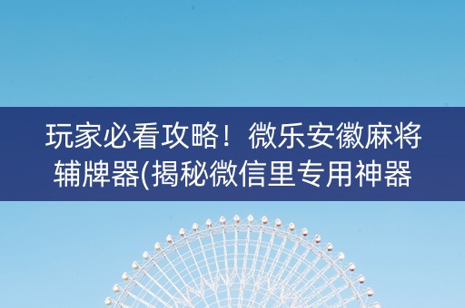 玩家必看攻略！微乐安徽麻将辅牌器(揭秘微信里专用神器)