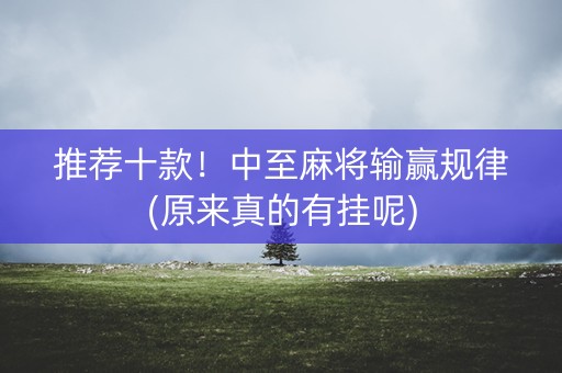 推荐十款！中至麻将输赢规律(原来真的有挂呢)