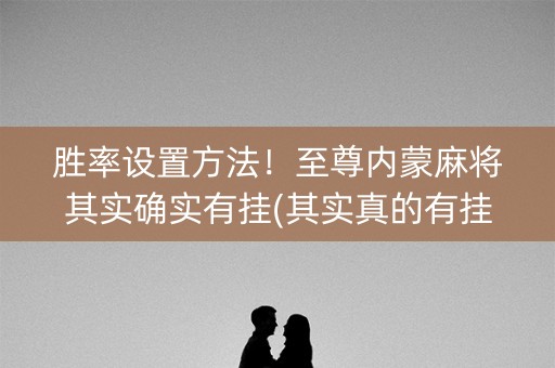 胜率设置方法！至尊内蒙麻将其实确实有挂(其实真的有挂)