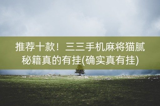 推荐十款！三三手机麻将猫腻秘籍真的有挂(确实真有挂)