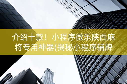 介绍十款！小程序微乐陕西麻将专用神器(揭秘小程序辅牌器)