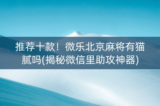 推荐十款！微乐北京麻将有猫腻吗(揭秘微信里助攻神器)