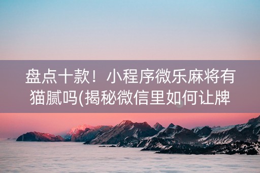 盘点十款！小程序微乐麻将有猫腻吗(揭秘微信里如何让牌变好)