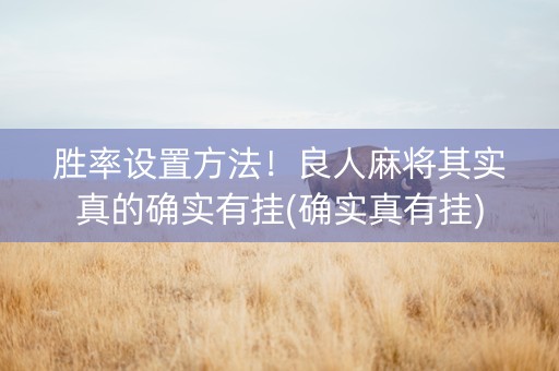 胜率设置方法！良人麻将其实真的确实有挂(确实真有挂)