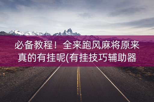 必备教程！全来跑风麻将原来真的有挂呢(有挂技巧辅助器)