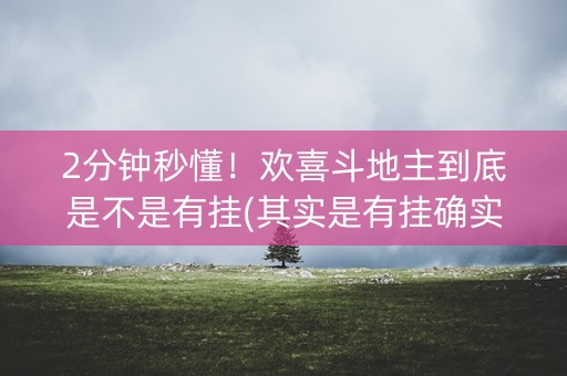 2分钟秒懂！欢喜斗地主到底是不是有挂(其实是有挂确实有挂)