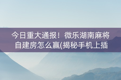今日重大通报！微乐湖南麻将自建房怎么赢(揭秘手机上插件下载)