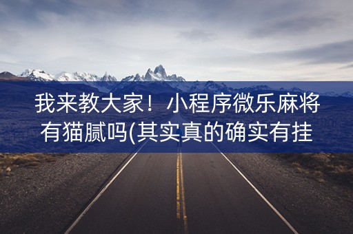 我来教大家！小程序微乐麻将有猫腻吗(其实真的确实有挂)