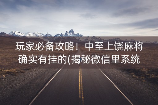 玩家必备攻略！中至上饶麻将确实有挂的(揭秘微信里系统发好牌)