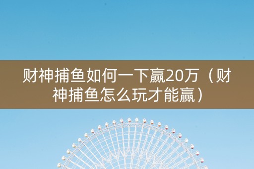财神捕鱼如何一下赢20万（财神捕鱼怎么玩才能赢）