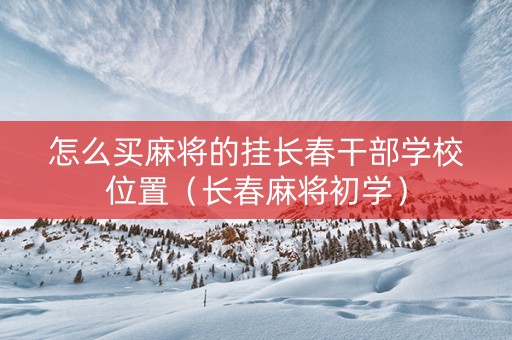 怎么买麻将的挂长春干部学校位置（长春麻将初学）