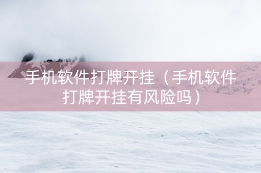 手机软件打牌开挂（手机软件打牌开挂有风险吗）