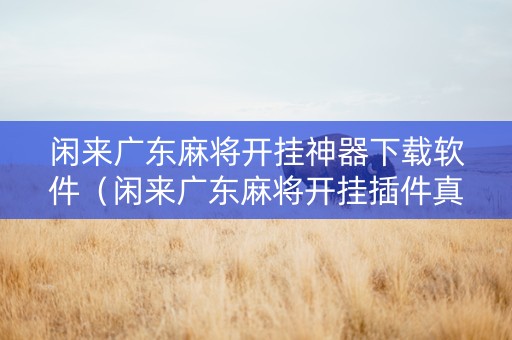 闲来广东麻将开挂神器下载软件（闲来广东麻将开挂插件真的有用吗）