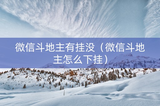 微信斗地主有挂没（微信斗地主怎么下挂）