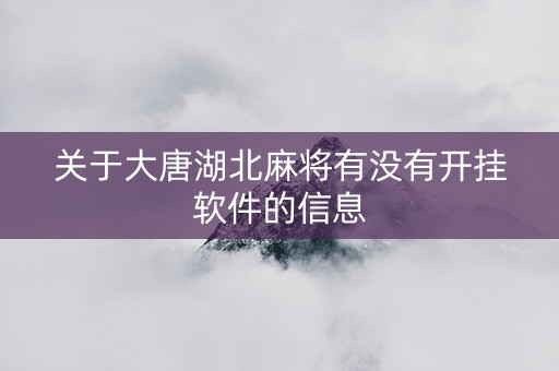 关于大唐湖北麻将有没有开挂软件的信息